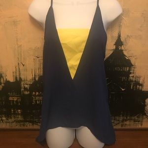 Navy blue/ yellow spaghetti strap tank